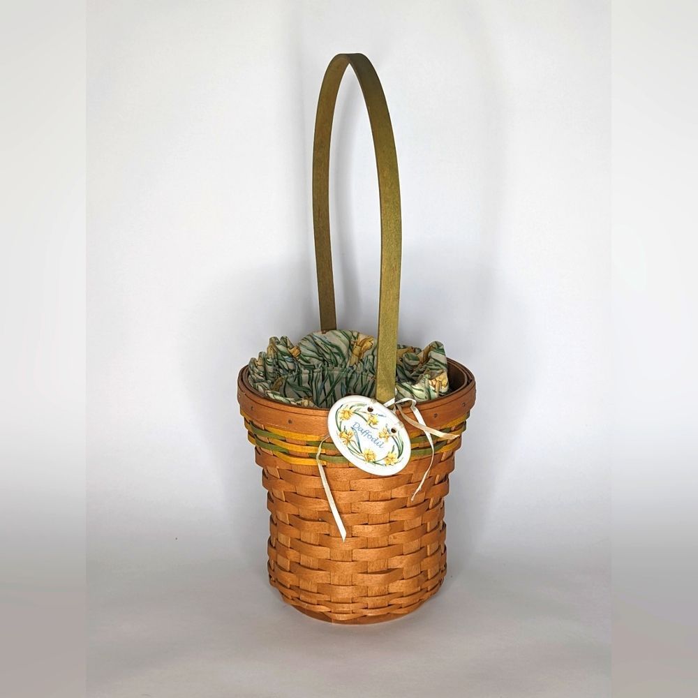 Longaberger May Series Sweet Daffodil Basket with Liner and Protector.